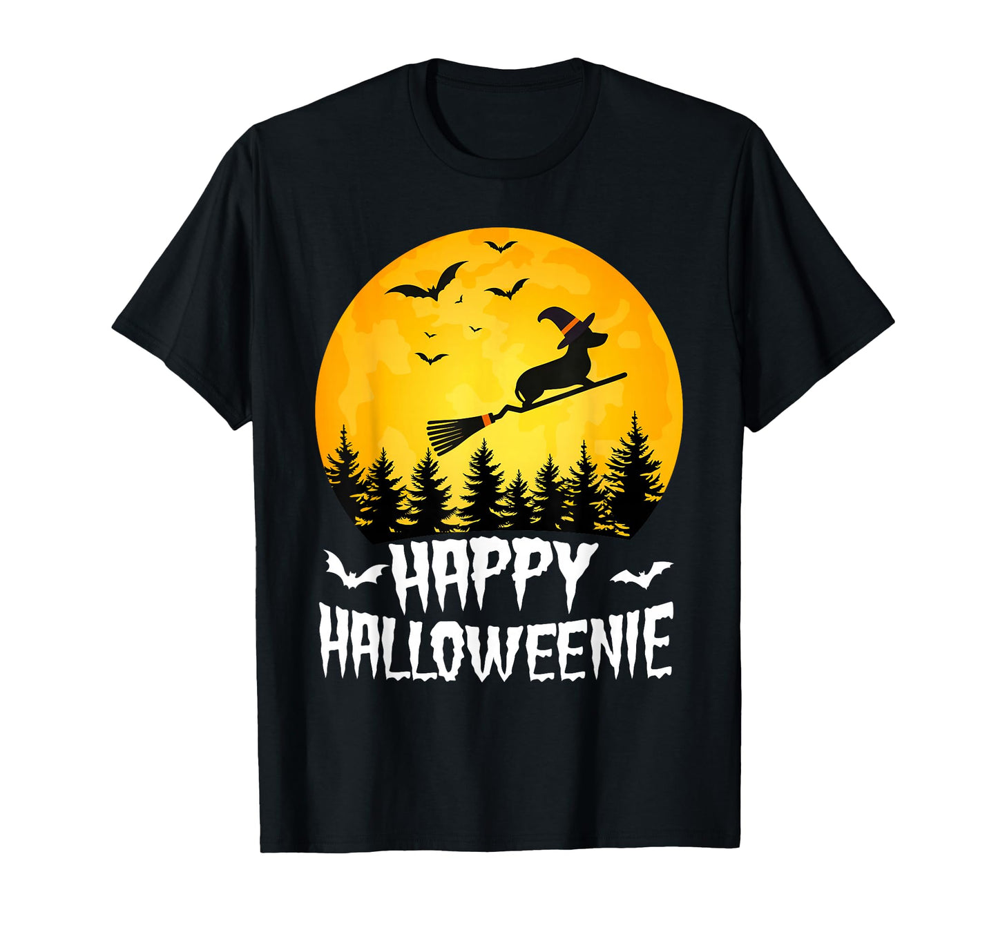 Happy Halloweenie Weiner Dog Dachshund Witch Hat Halloween T-Shirt