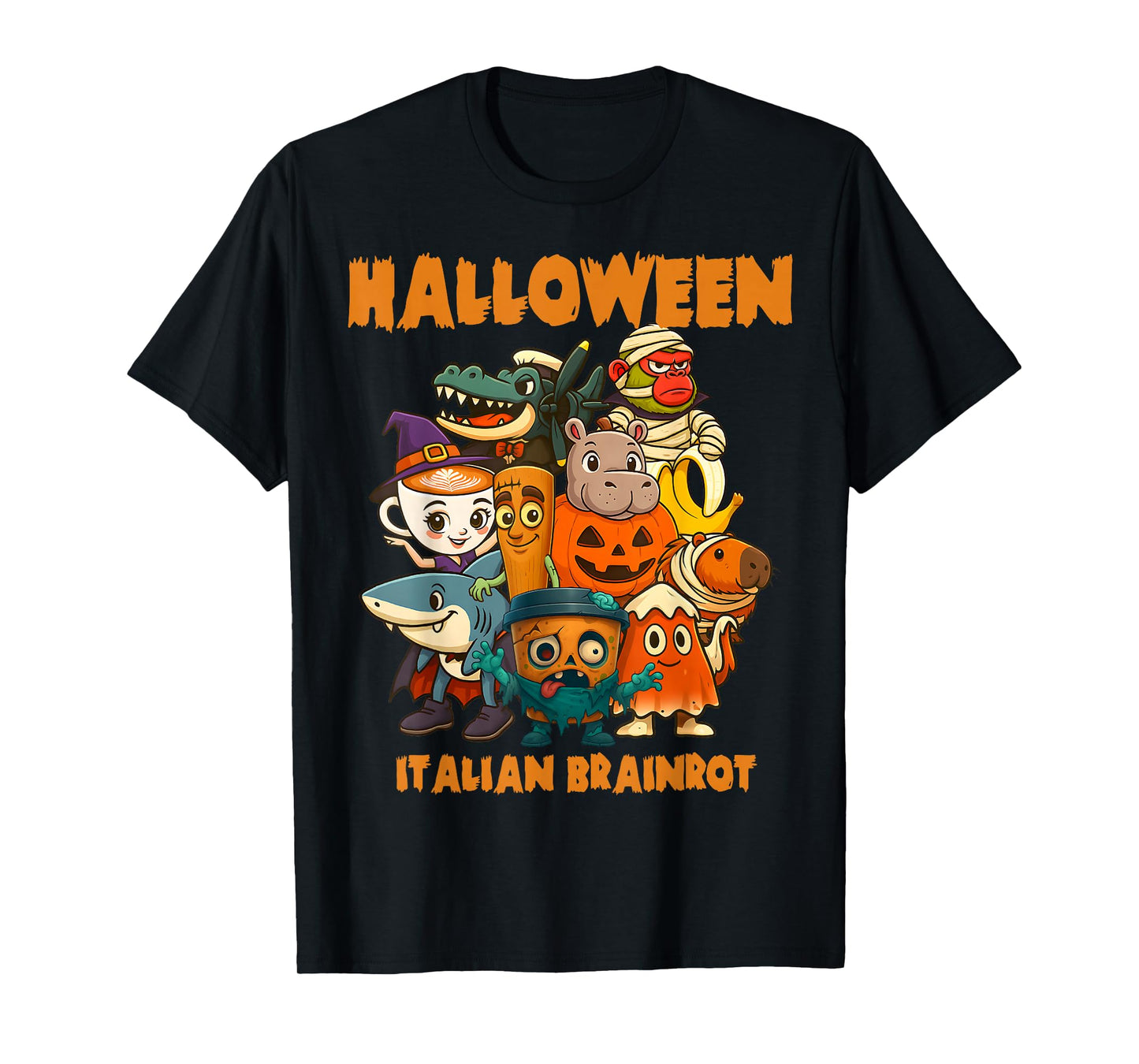 Italian Brainrot Characters Halloween Themes Costume Party T-Shirt