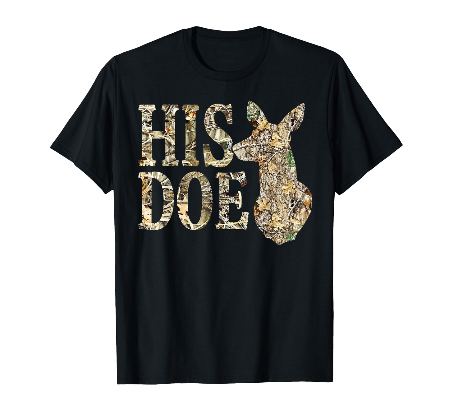 Retro His Doe Camo Deer Hunting Camouflage Matching Couple T-Shirt