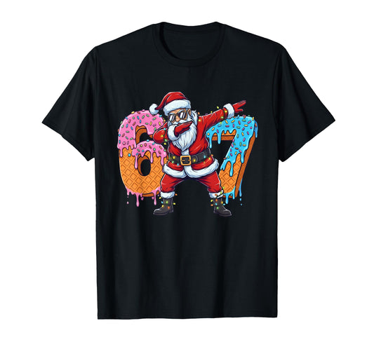6 7 Ice Cream Drip Santa Six Seven Meme Kids 67 Christmas T-Shirt