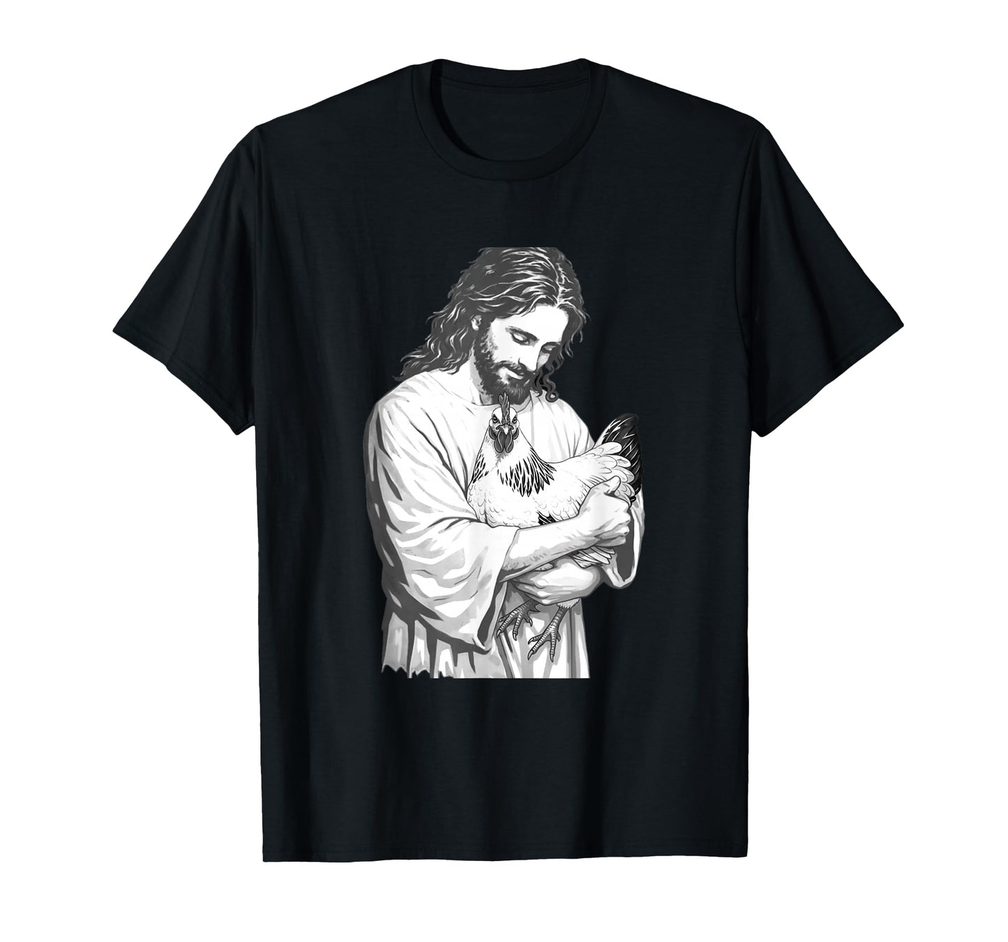 Funny Jesus Holding Chicken Christian Farm Animal Faith T-Shirt