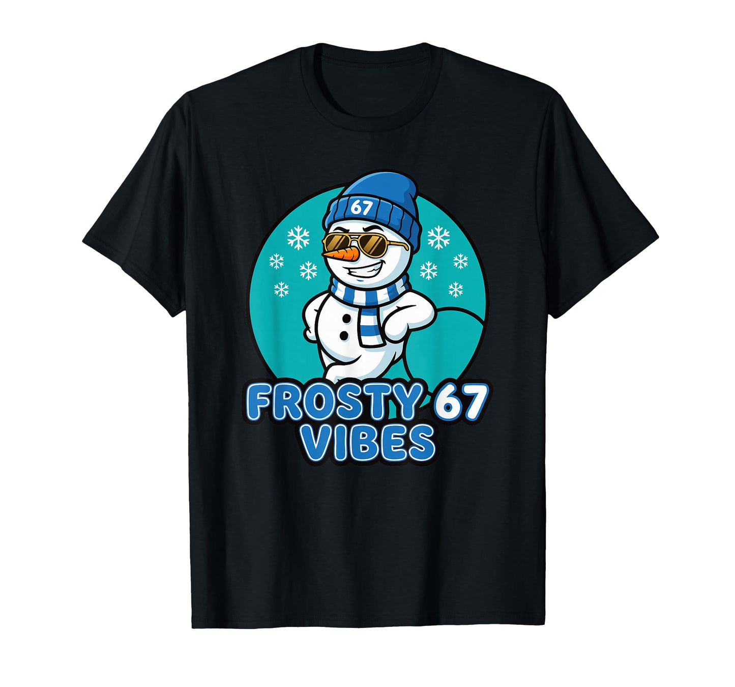 Frosty Vibes 67 Snowman Six Seven Meme Funny Winter Kids Men T-Shirt