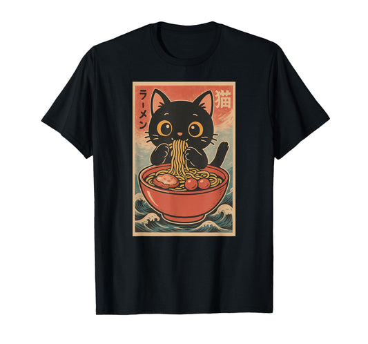 Cute Ramen Cat Japanese Retro Kawaii Noodle Anime Lover Gift T-Shirt