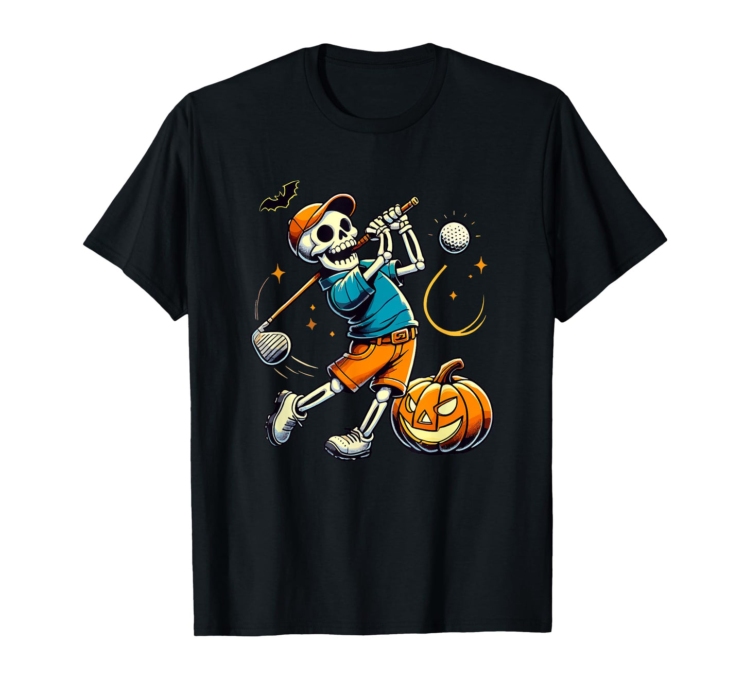 Halloween Skeleton Golf Player Golfing Golfer Pumpkin T-Shirt