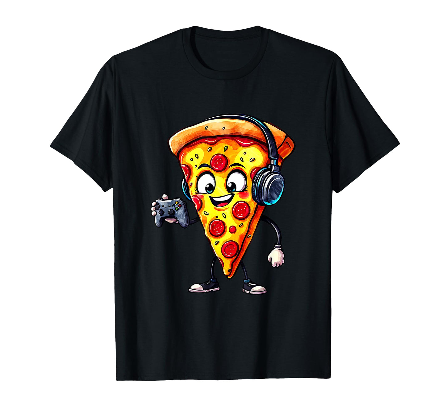 Funny Gamer Pizza Food Video Gaming Men Boys Kids Youth Teen T-Shirt