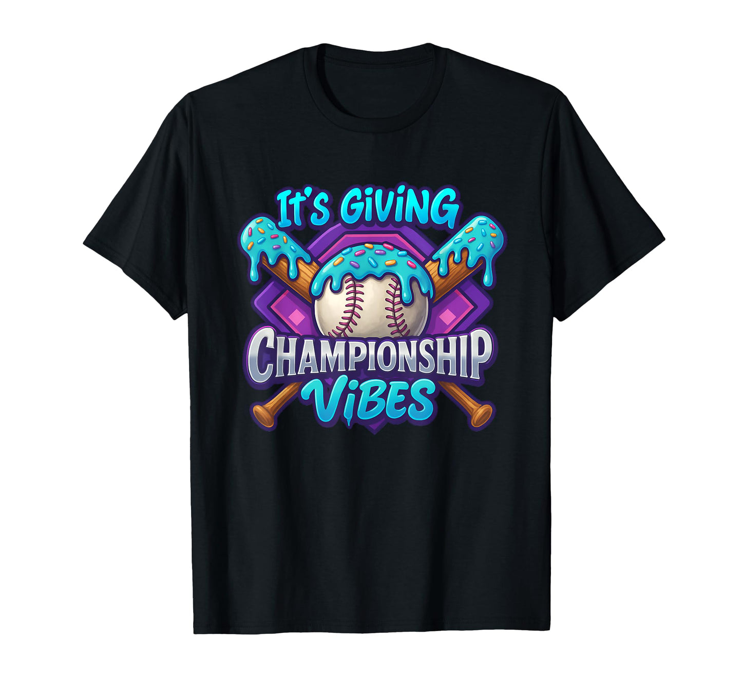 Baseball Drip Ice Cream Drip Its Giving Championship Vibes T-Shirt