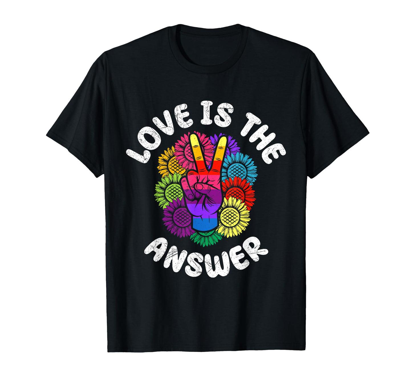 Hippie LOVE'S THE ANSWER Funny Sunflower T-Shirt