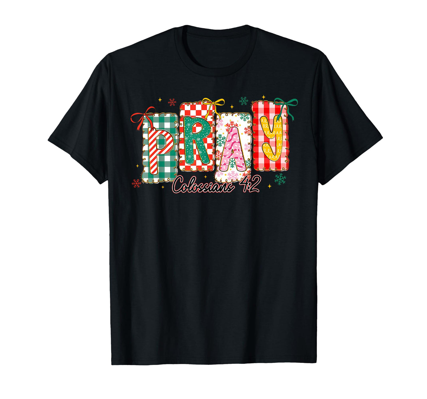 Preppy Pray Bible Verse Christmas Girl Women Coquette Bow T-Shirt