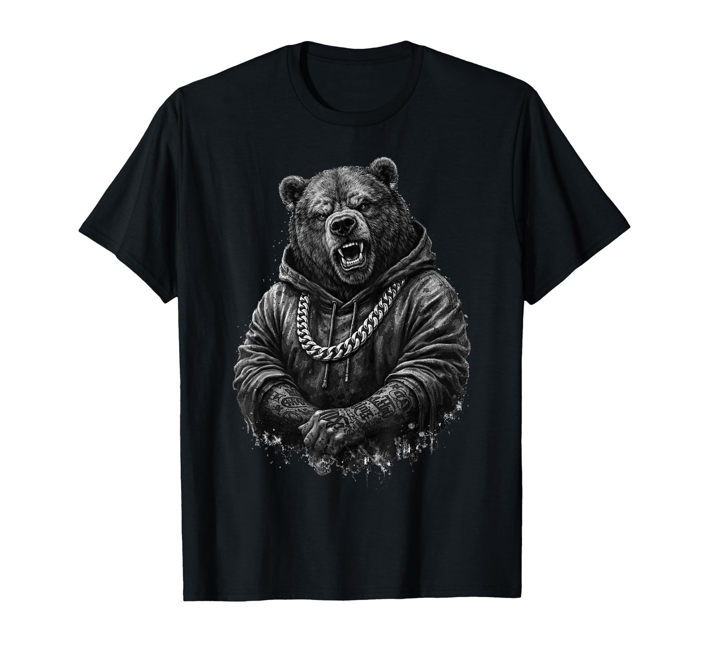 Gangster Bear Tattoo Hip Hop Animal Punk Rap Urban T-Shirt