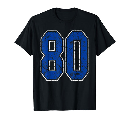 Royal Blue and White Number 80 Jersey Player Uniform #80 Fan T-Shirt