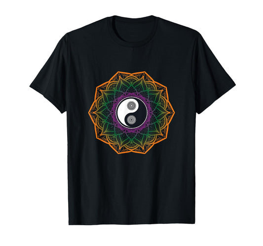 Mandala Yin And Yang Sanskrit Chinese Asian Harmony T-Shirt