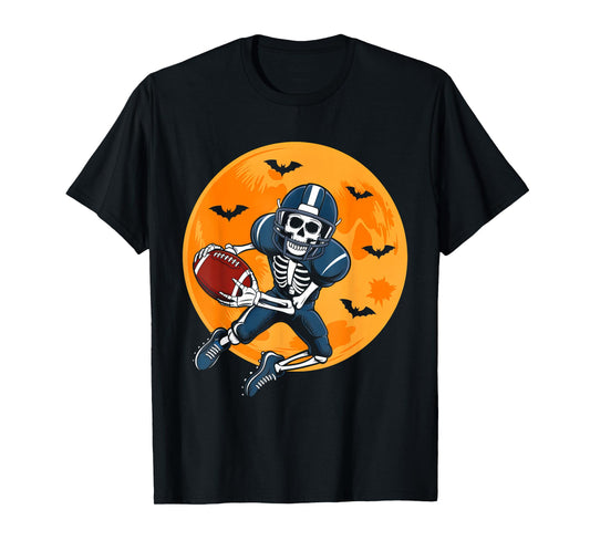 Skeleton Playing Football Halloween Costume Boys Men Kids T-Shirt