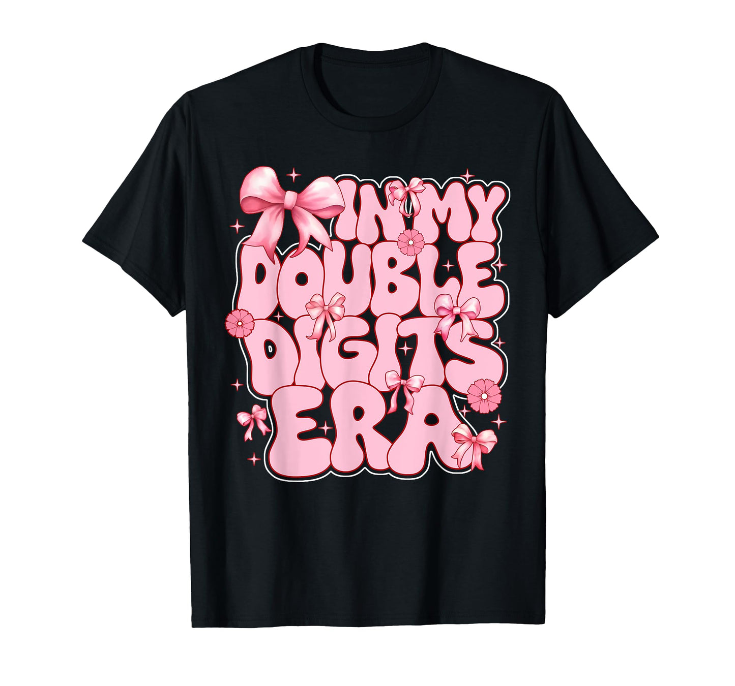 Kids In My Double Digits Era 10th Birthday Girl Coquette Bow T-Shirt