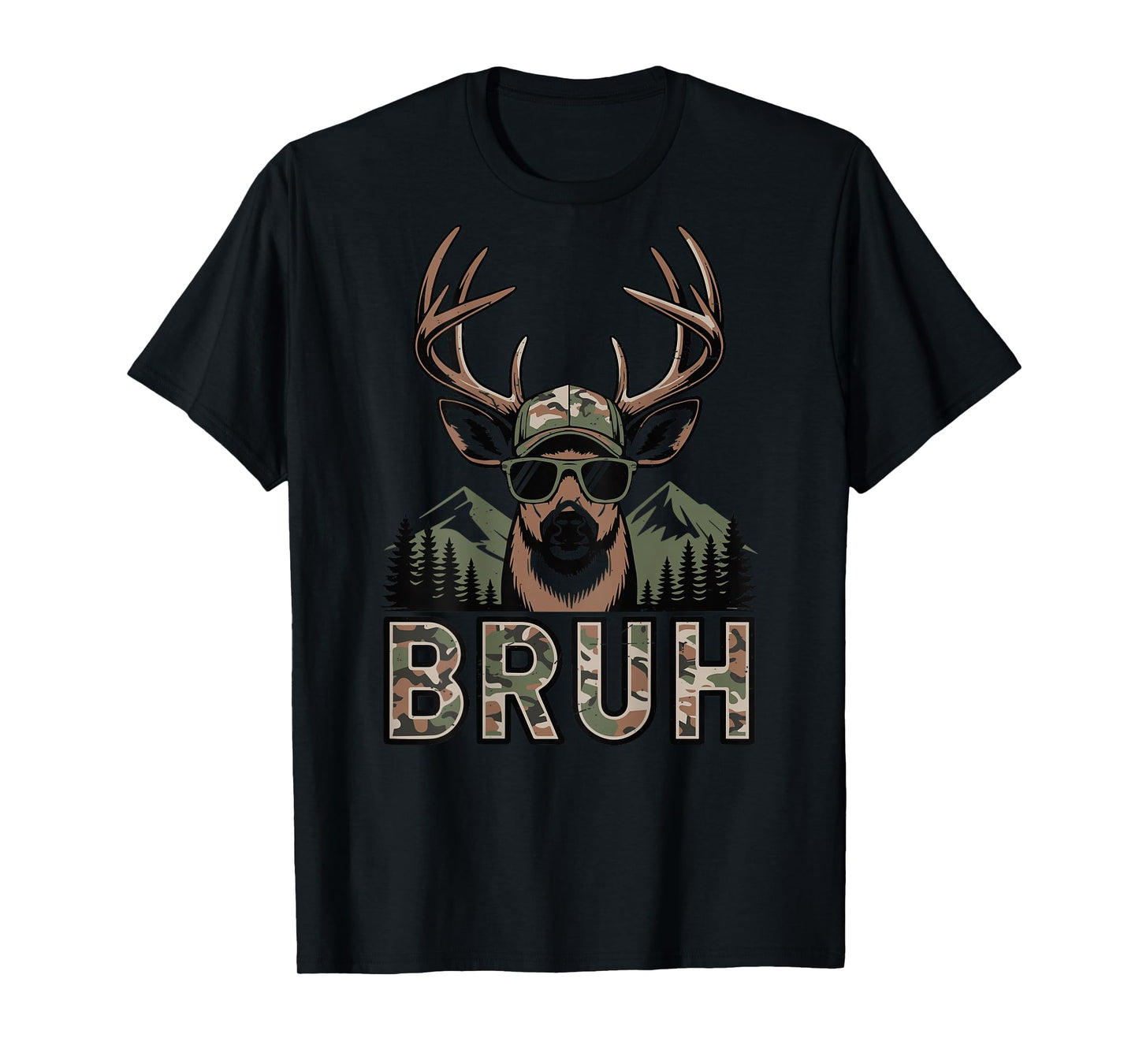 Bruh Camo Deer Hunting Camouflage Elk Buck Funny Youth Boys T-Shirt