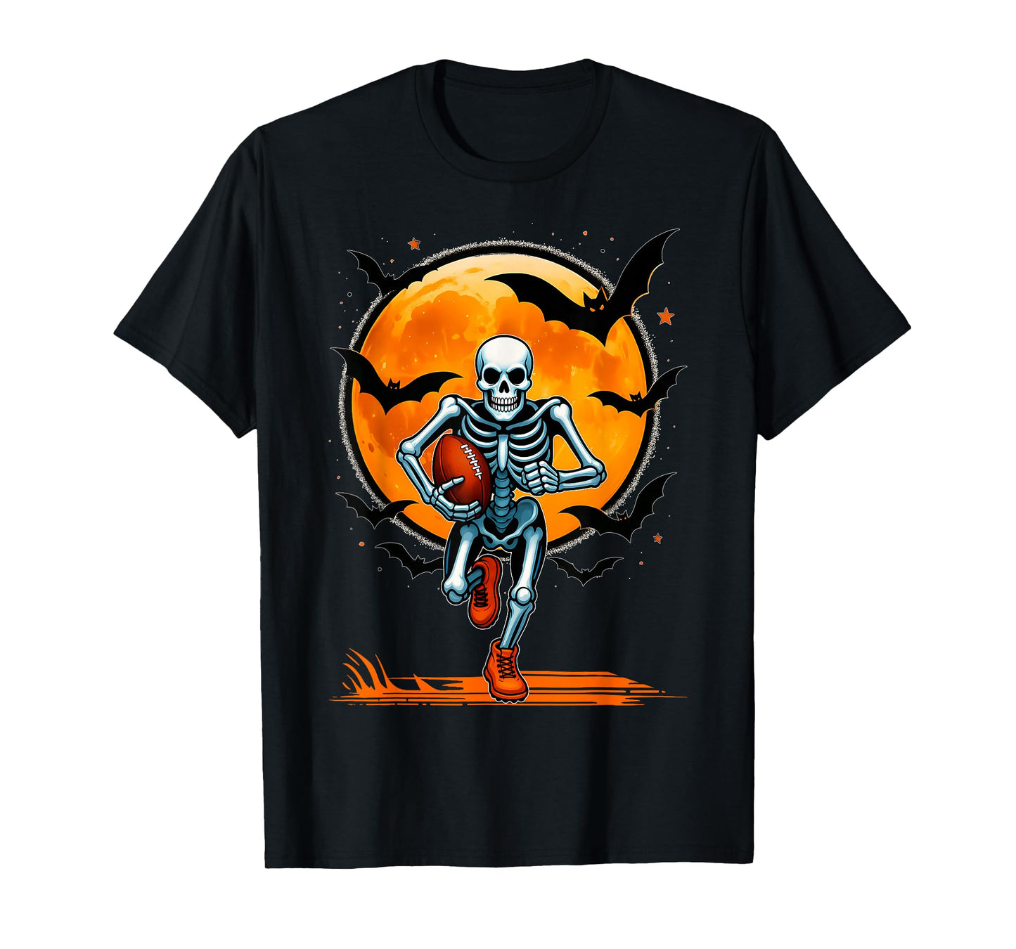 Funny American Football Skeleton Player Halloween Mens Boys T-Shirt