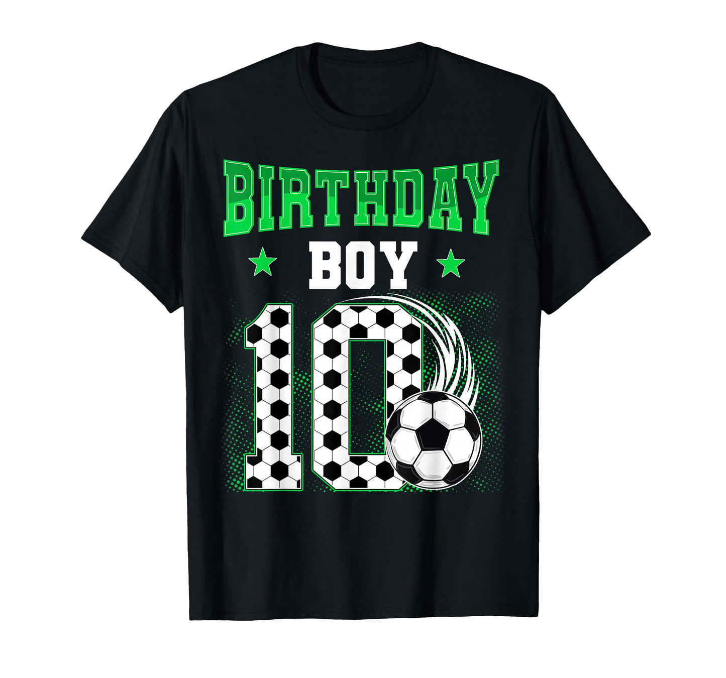 Funny 10th Birthday Boy Soccer Theme Party 10 Year Old Kids T-Shirt