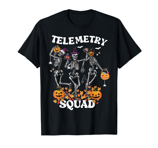 Telemetry Nurse Squad Medical Nursing Skeleton Dancing T-Shirt