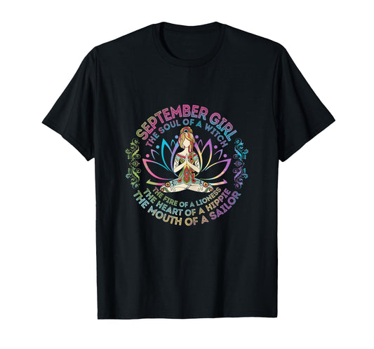 Womens September Girl The Soul Of A Witch Birthday Hippie Soul T-Shirt