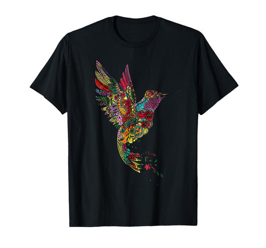 Mandala Hummingbird Graphic Yoga Art Spiritual Meditation T-Shirt
