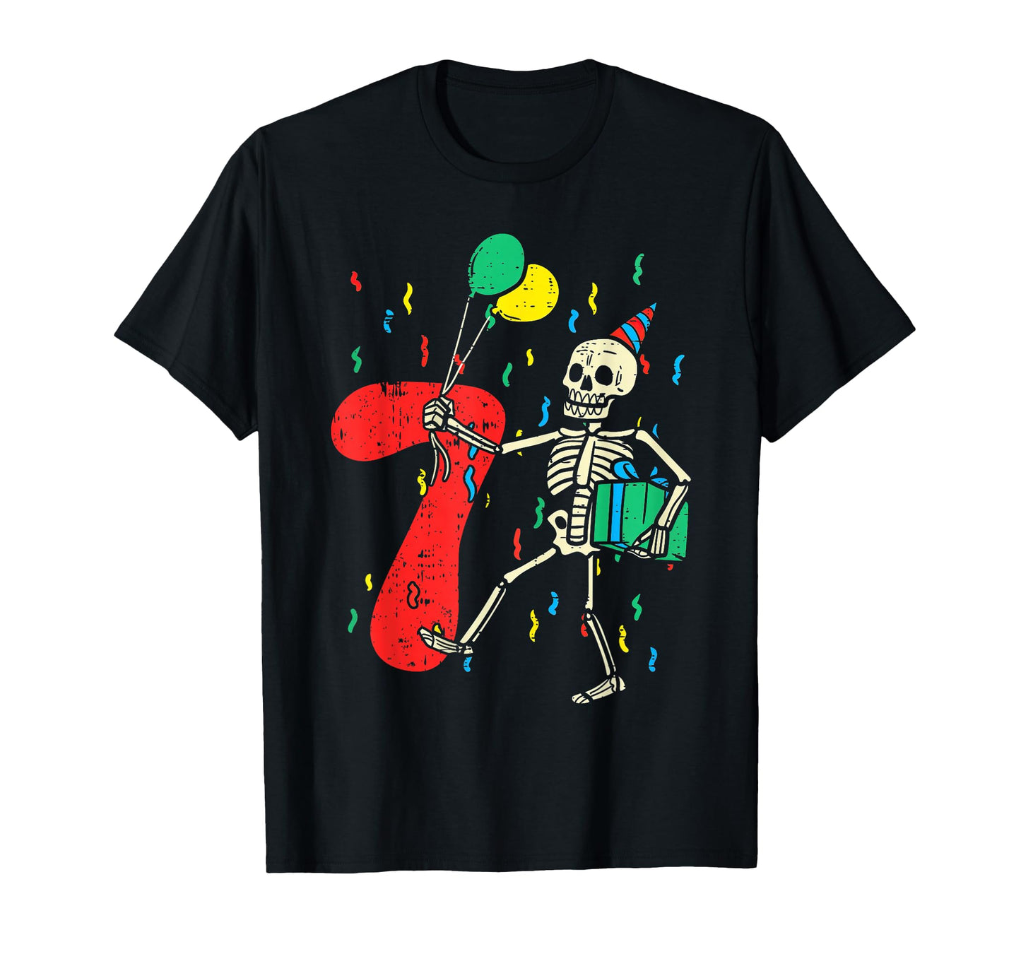 My 7th Birthday Skeleton Halloween 7 Year Old Funny Gift T-Shirt