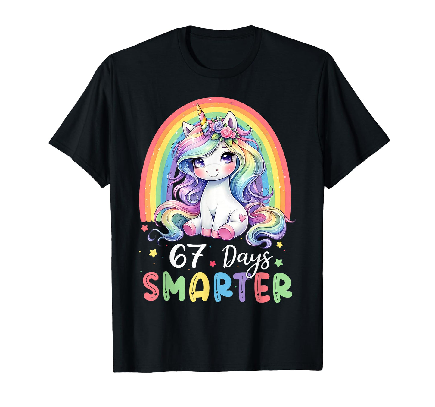 67 Days Smarter Kids Girls Unicorn 67th Day of School T-Shirt