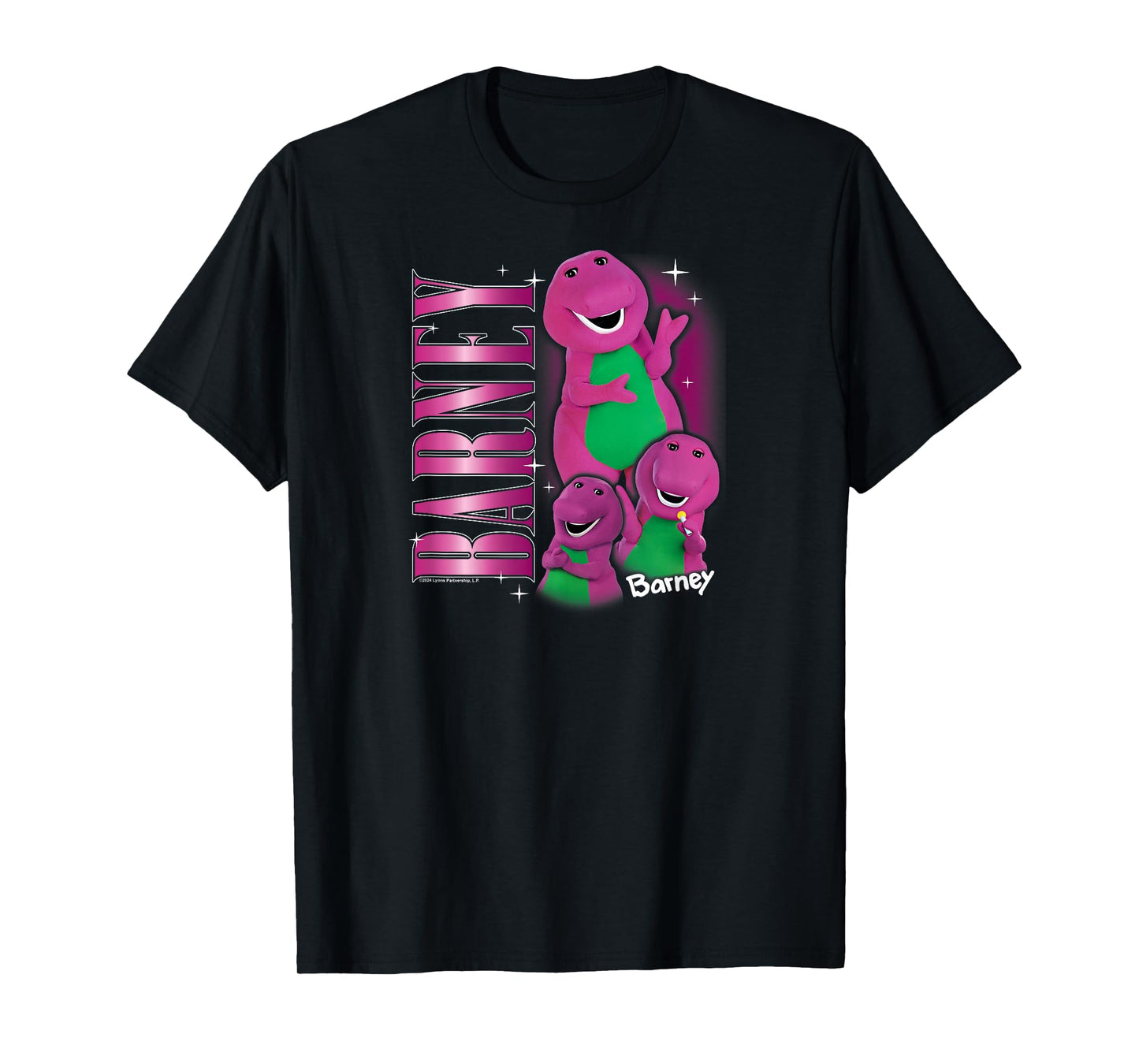 Barney - Vintage 90s Purple Dinosaur Character Collage T-Shirt