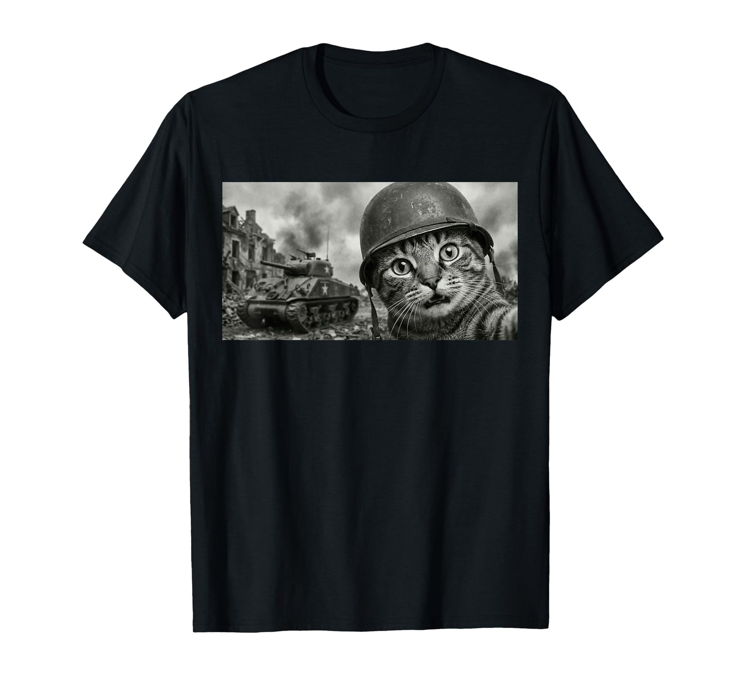 WW2 Cat with Tank T-Shirt