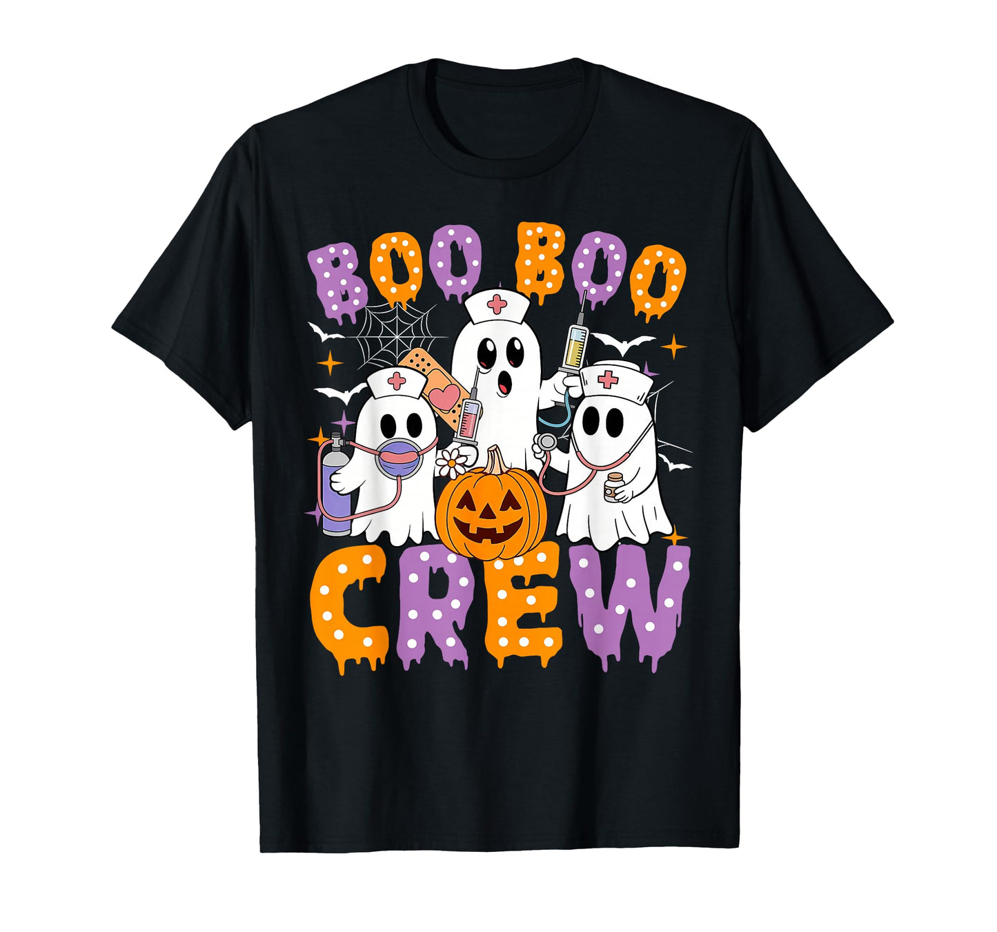 Boo Boo Crew Nurse Ghost Scrub Halloween Custom Women Men T-Shirt