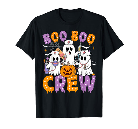 Boo Boo Crew Nurse Ghost Scrub Halloween Custom Women Men T-Shirt