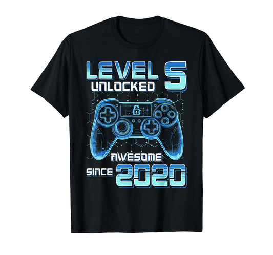 Level 5 Unlocked Video Game Party 6th Birthday Gamer Boys T-Shirt