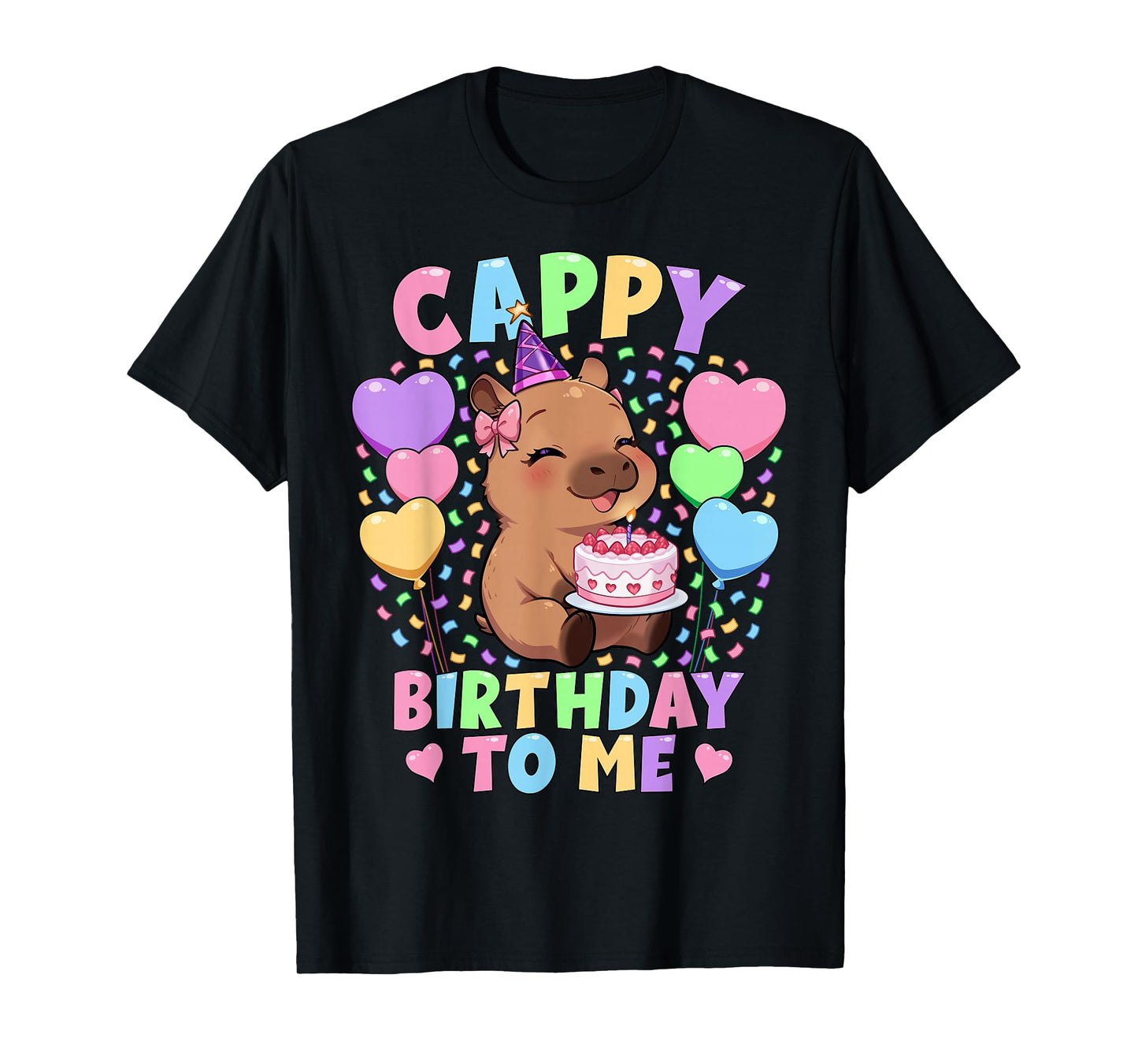 Capybara Birthday Shirt | Kawaii Girl Cappy Birthday to Me T-Shirt