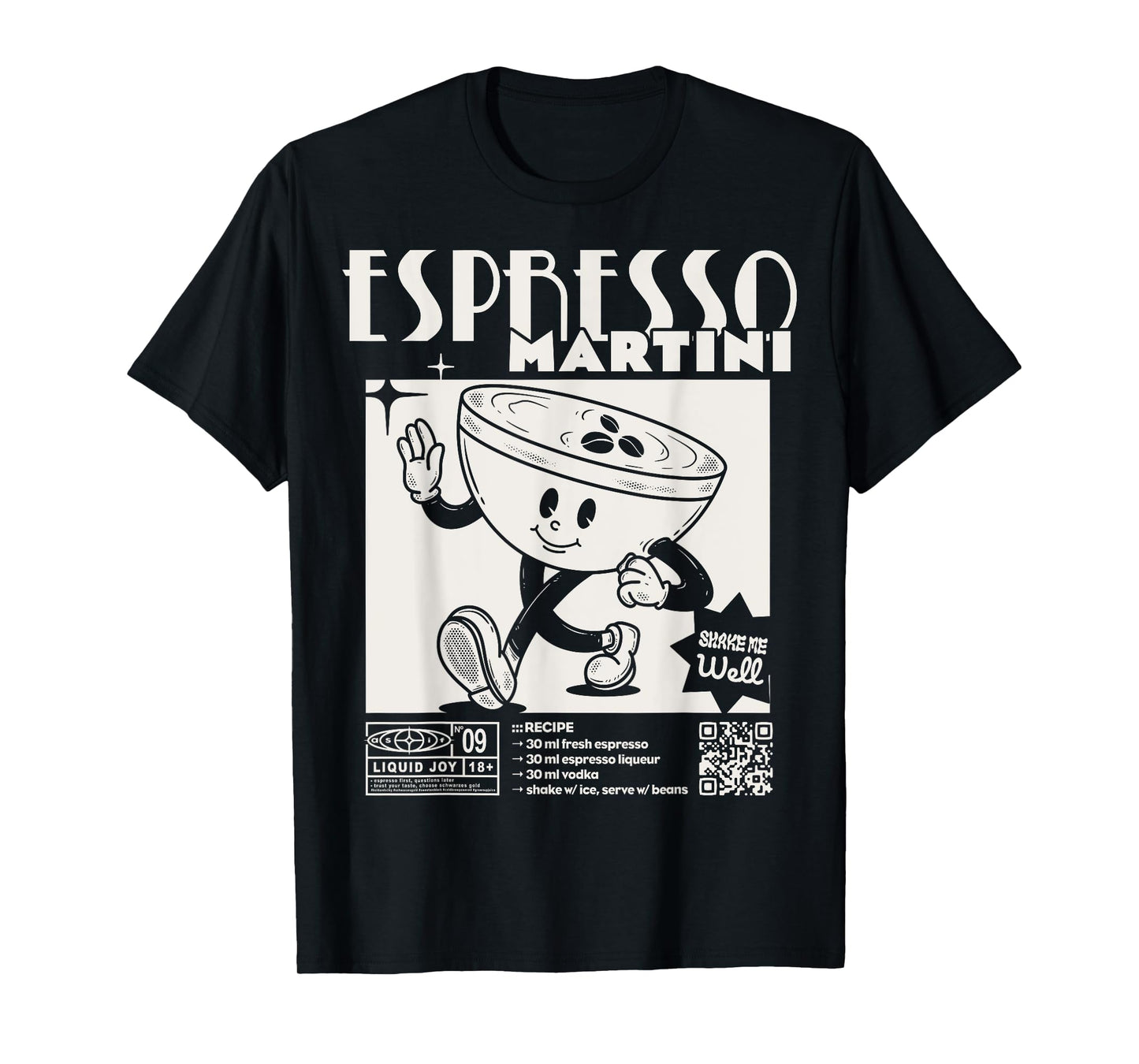 Espresso Martini Recipe | Liquid Joy 09 | Cocktail Cartoon T-Shirt