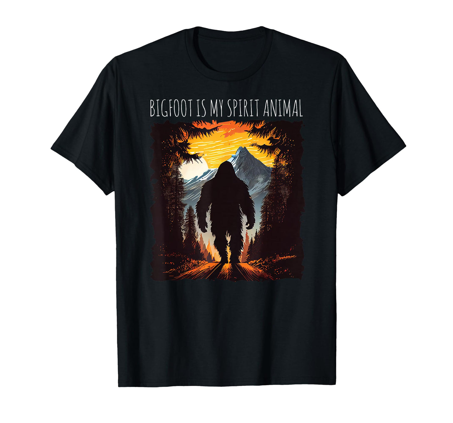 Bigfoot is My Spirit Animal Bigfoot Hiking Mountains Funny T-Shirt