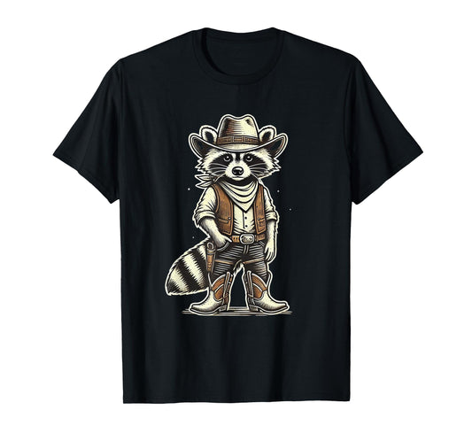 Raccoon Cowboy Cowgirl Racoons Vintage Country Western T-Shirt