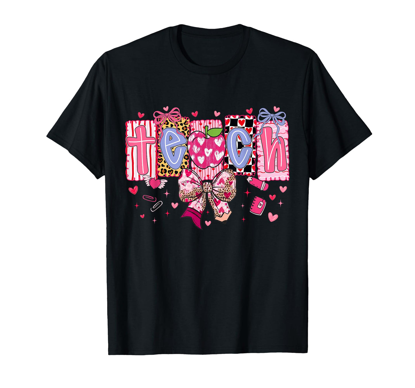 Teacher Valentines Day Bow Teacher Heart T-Shirt