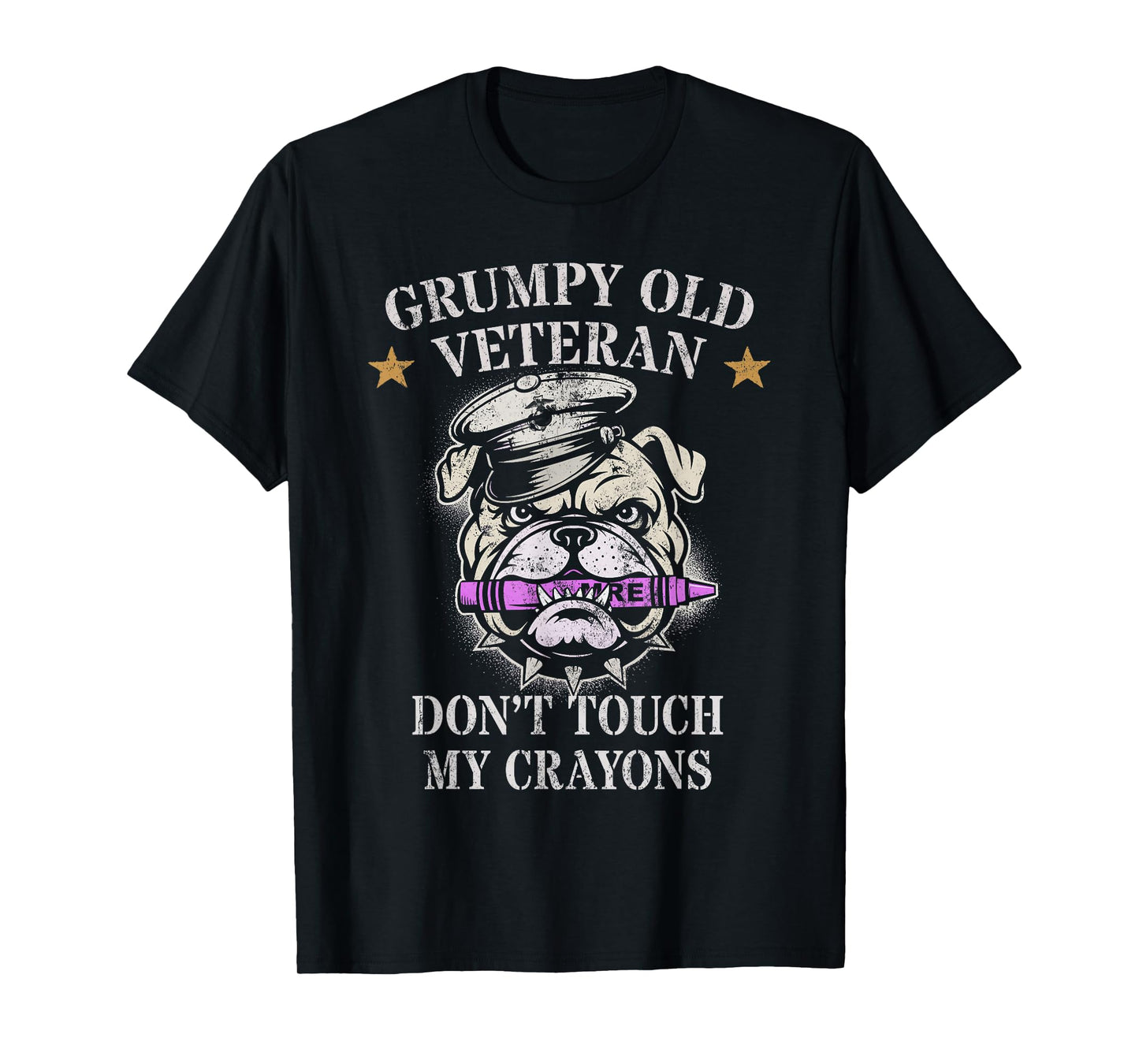 Sarcastic Grumpy Old Veteran My Crayons Officer Family T-Shirt