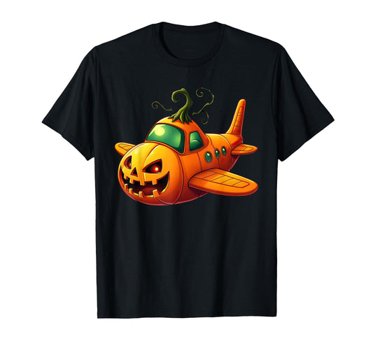 Funny Airplane Pumpkin Pilot Lovers Halloween Mens Boys Kids T-Shirt
