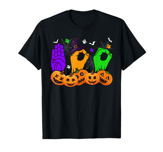Boo Hands American Sign Language Pride ASL Halloween T-Shirt