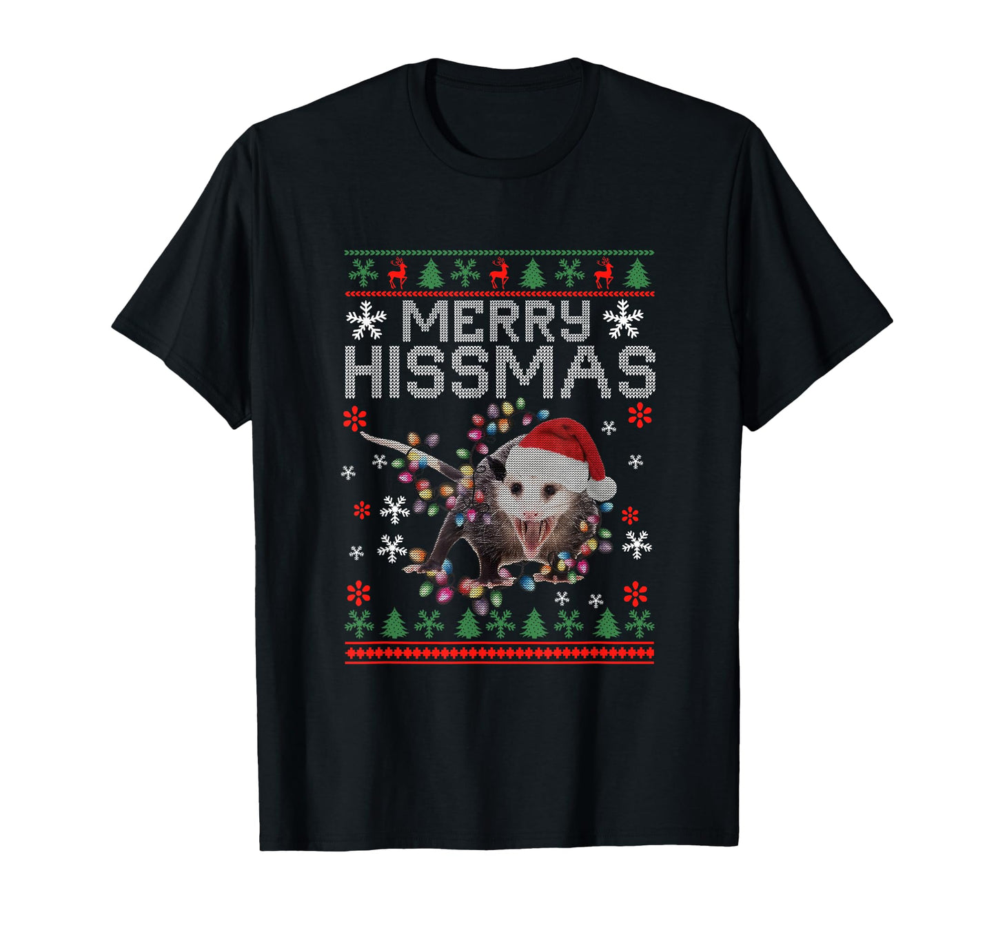 Funny Xmas Merry Hissmas Possum Lovers Opossum Christmas T-Shirt