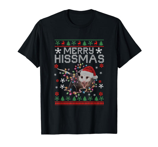 Funny Xmas Merry Hissmas Possum Lovers Opossum Christmas T-Shirt