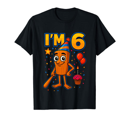 Boy Tung Tung Sahur 6 Year Old Italian Brainrot 6th Birthday T-Shirt