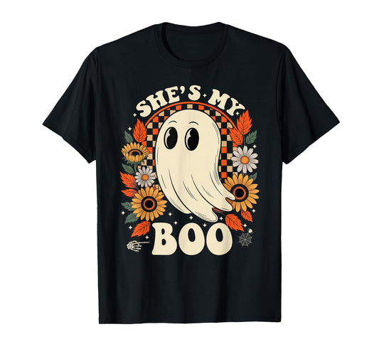 Couples She's My Boo Skeleton Matching Couple Halloween T-Shirt