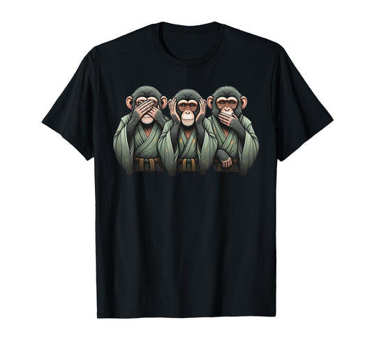 See no evil, Hear No Evil Speak No evil Three Wise Monkeys T-Shirt