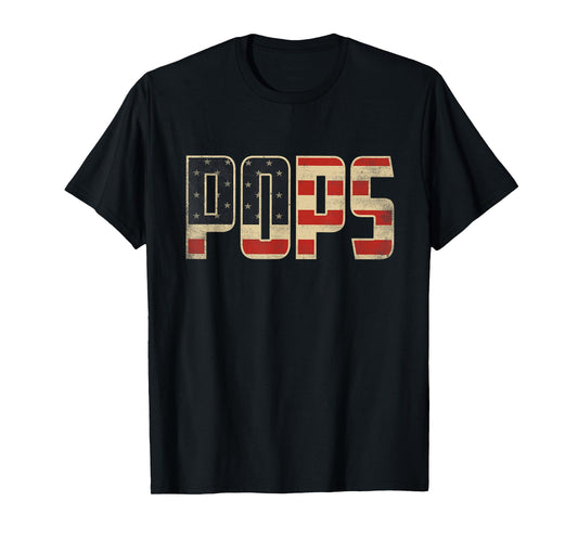Pops Bold Patriotic American Flag Father’s Day Pops T-Shirt