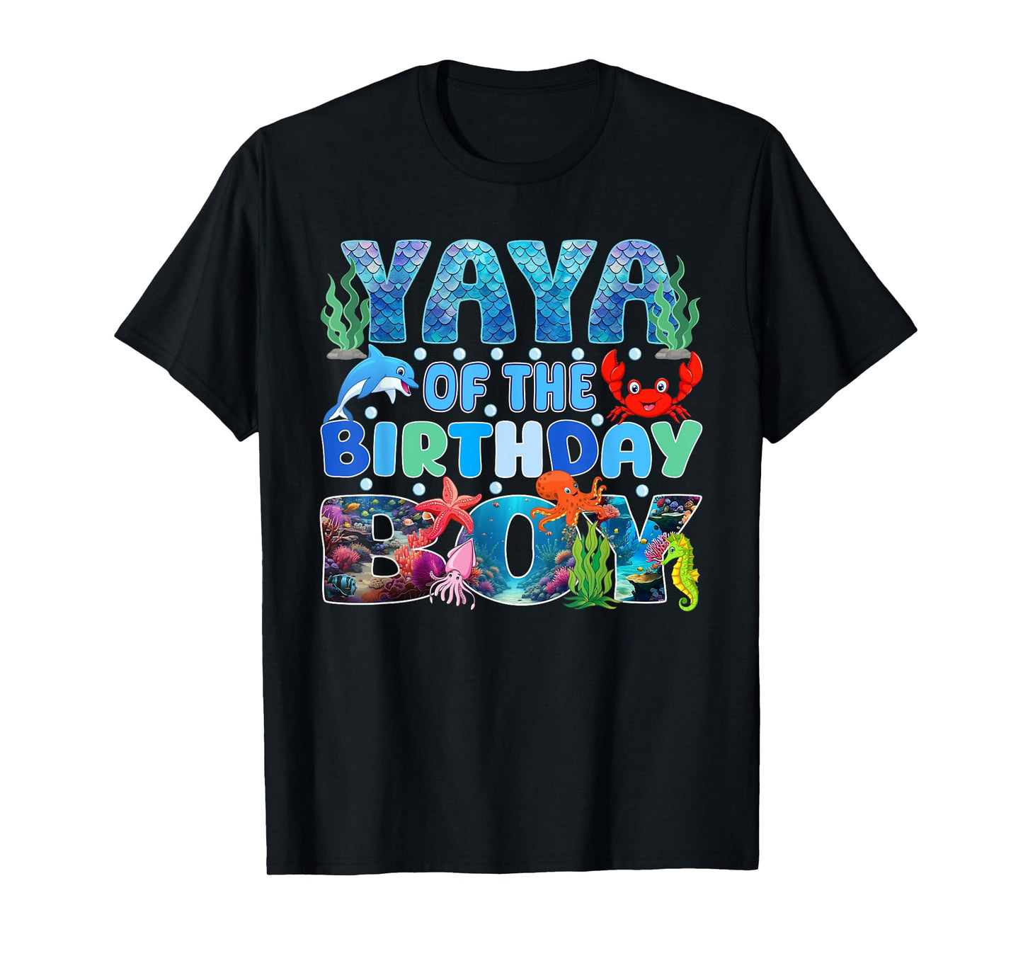 Yaya of The Birthday Boy Aquarium Sea Animals Matching T-Shirt