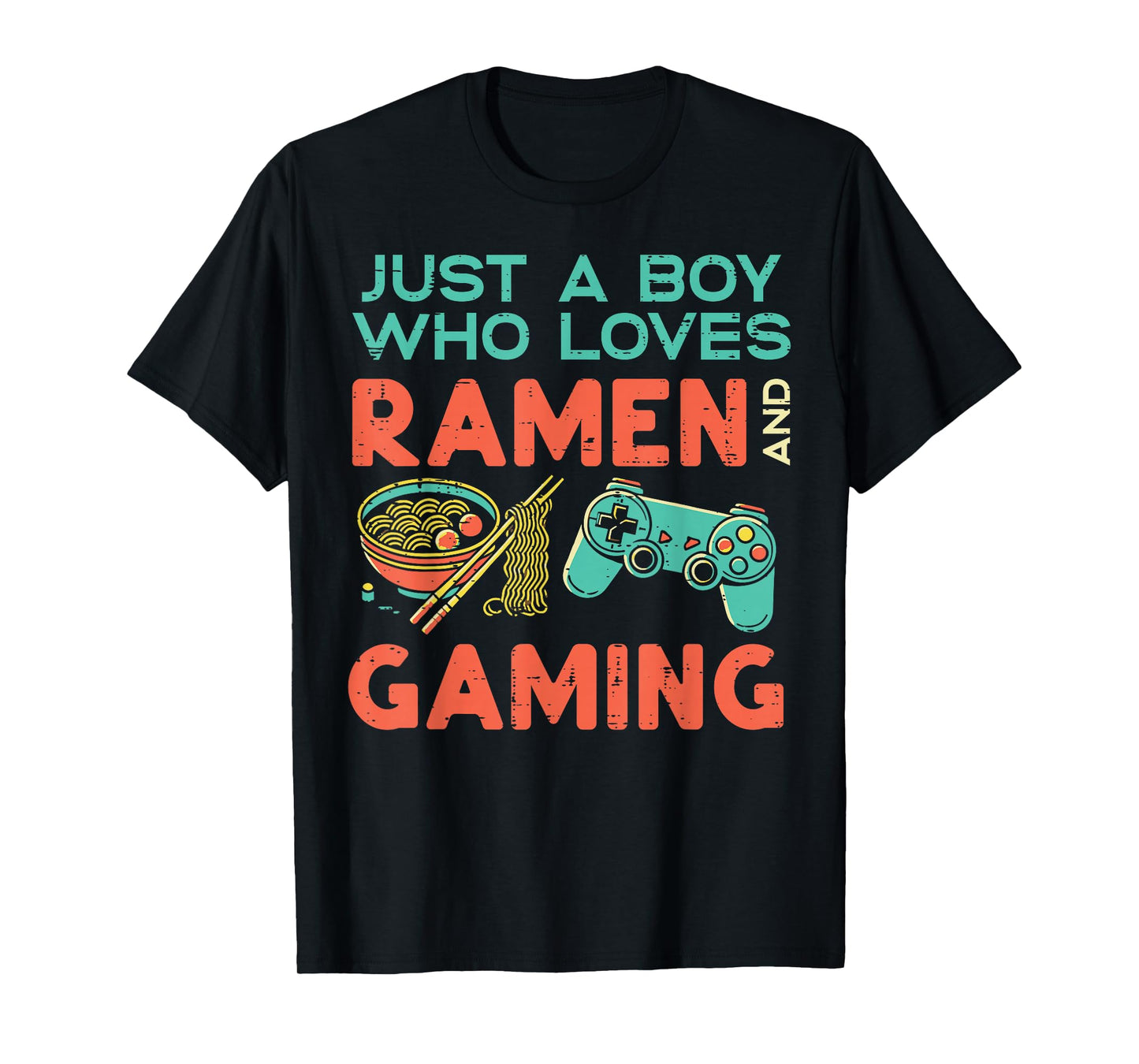 Just Boy Who Loves Ramen Gaming Gamer Boys Kids Youth Men T-Shirt