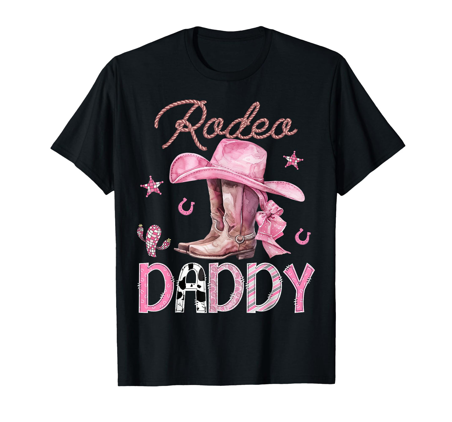Rodeo Daddy Pink Boots Coquette CowGirl Birthday Party T-Shirt