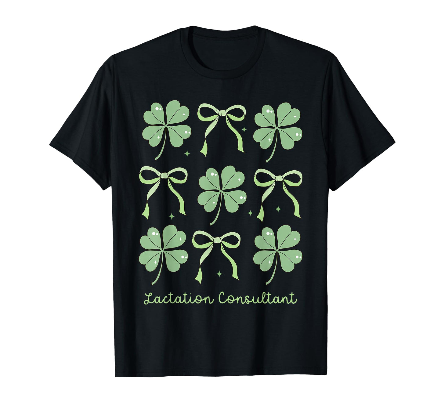Coquette Bow Shamrock Lactation Consultant St Patrick's Day T-Shirt
