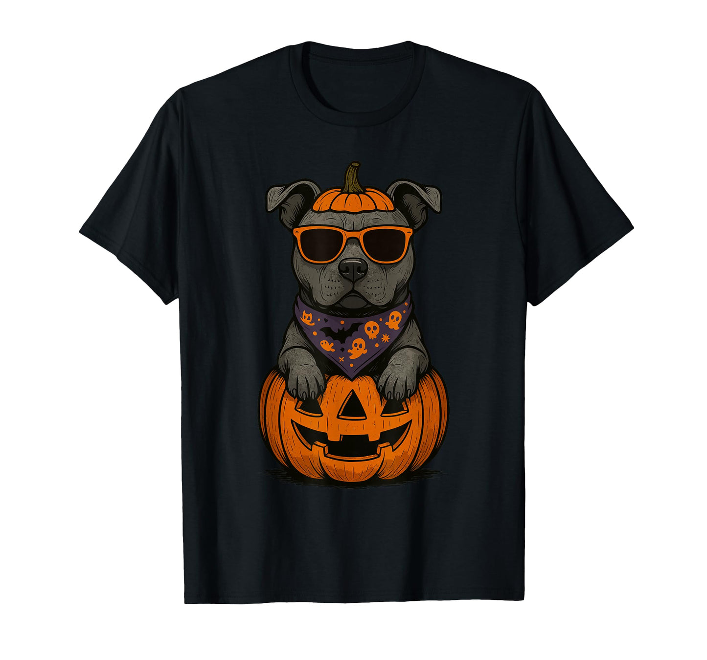 Spooky Pit Bull Pumpkin Halloween Dog Lover T-Shirt