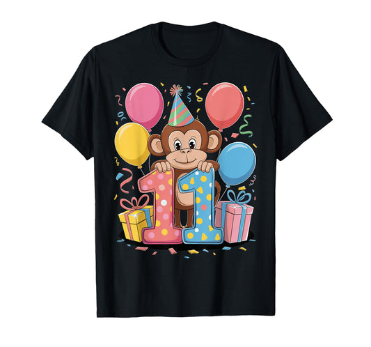 Monkey 11th birthday boy girl 11 years old eleventh Monkey T-Shirt